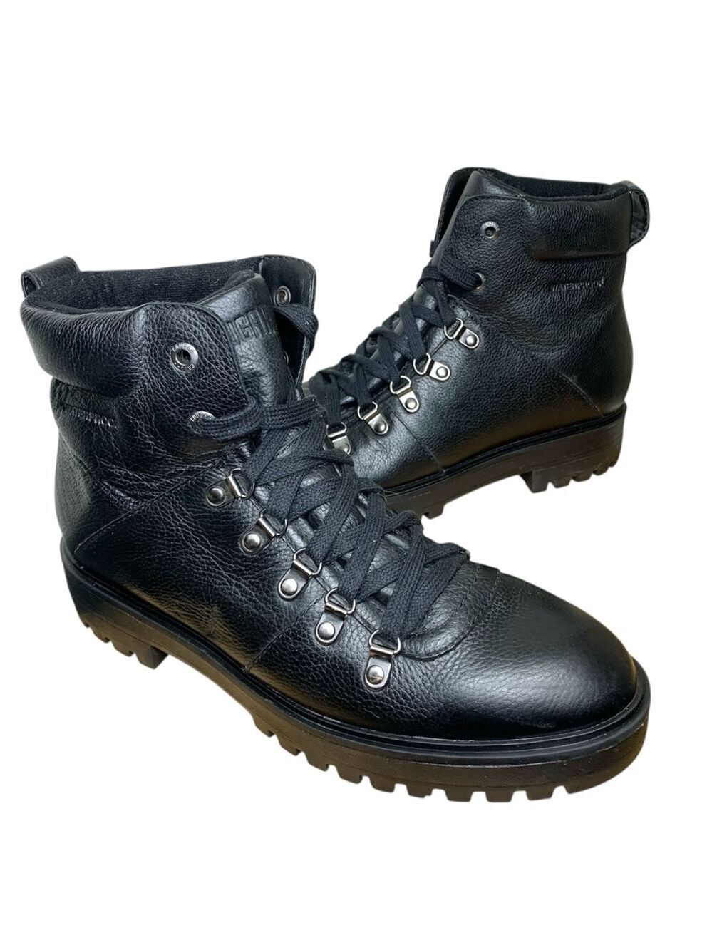 Cougar Black Leather Waterproof Boots Lace Up Sz 11 Lined Combat Winter Booties